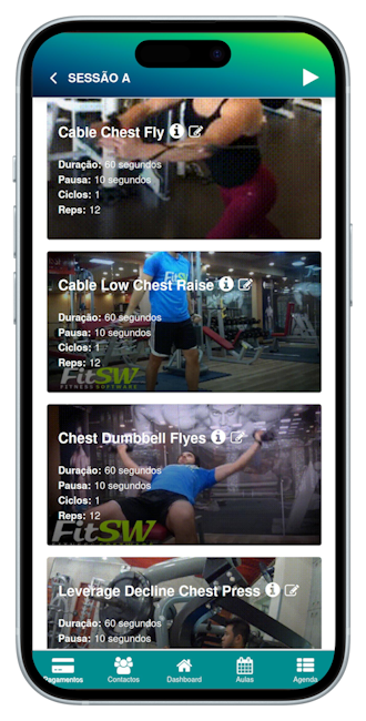 Detalhes do Treino na app PAGA