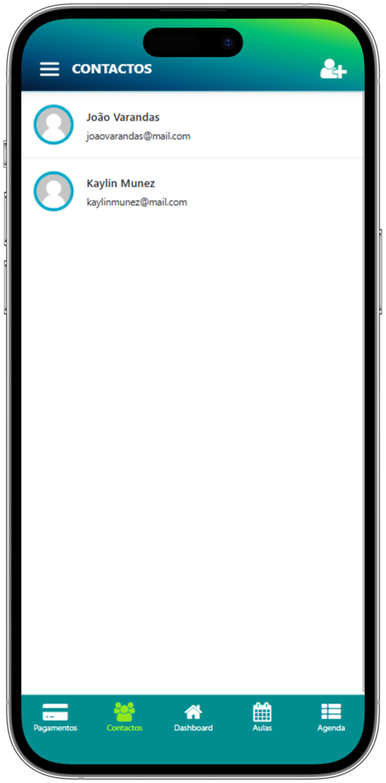 Contactos e subscrições na app PAGA