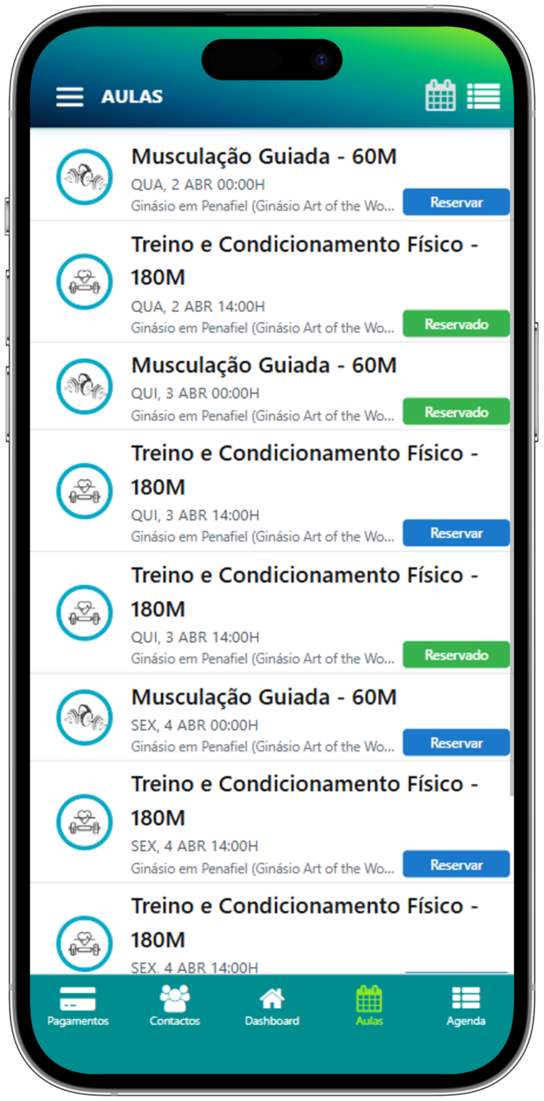 Marcação de Aulas